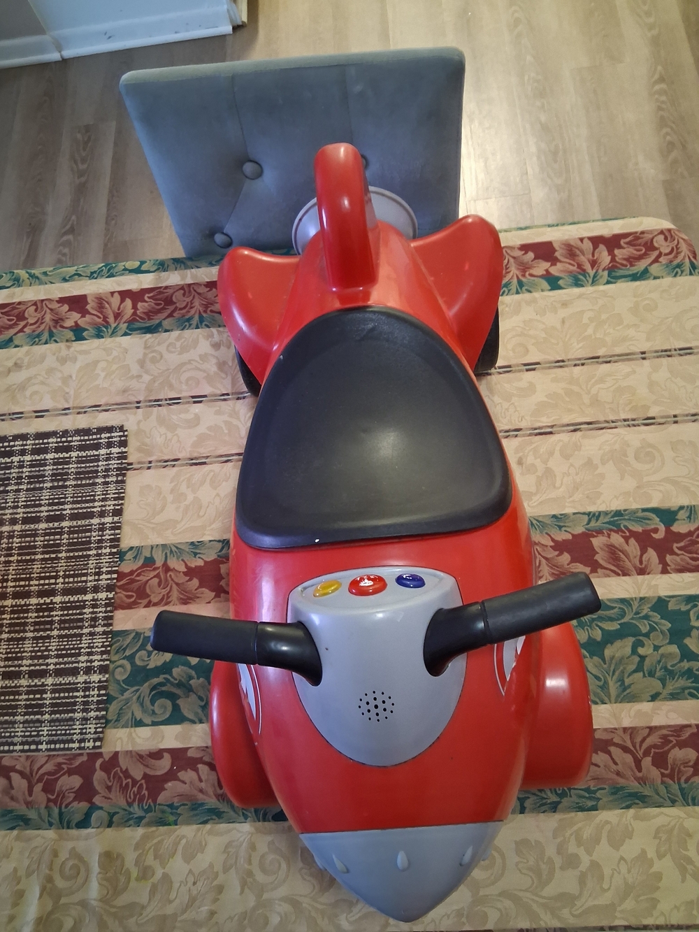 Red Ride-On Toy Motorcycle for Kids with Play Buttons